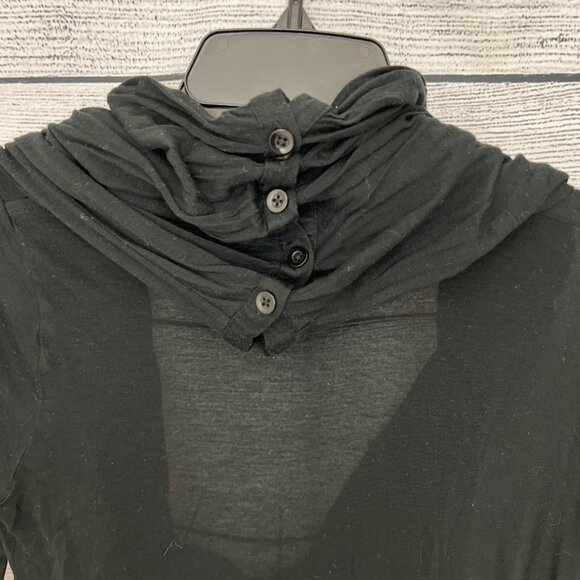 Alice+Olivia Black Drape Cardigan With Buttoned Hood OS - Picture 3 of 4